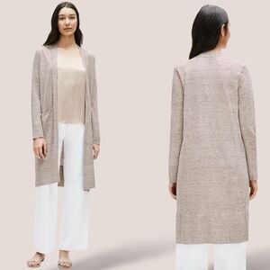 EILEEN FISHER 100% Organic Linen Melange Long Line Lightweight Cardigan Sz XL